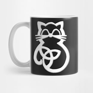 White Trinity Knot Celtic Cat Mug